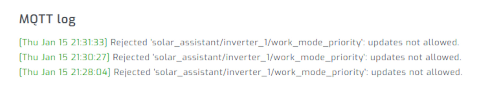 SolarAssistant setting response in Home Assistant