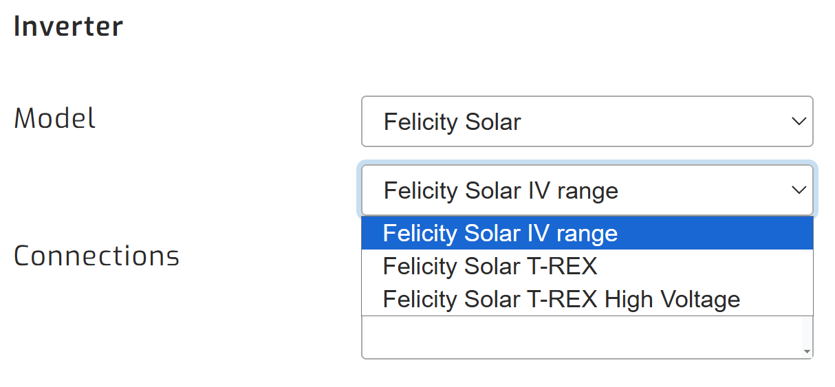 SolarAssistant felicity inverter selection