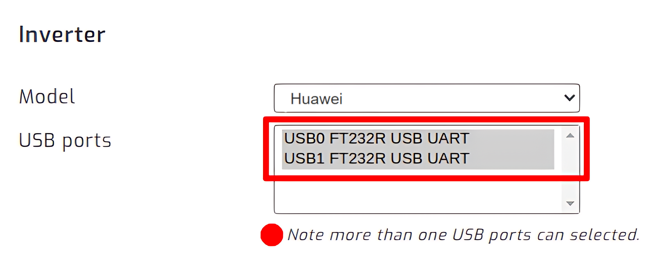 Select Huawei USB ports