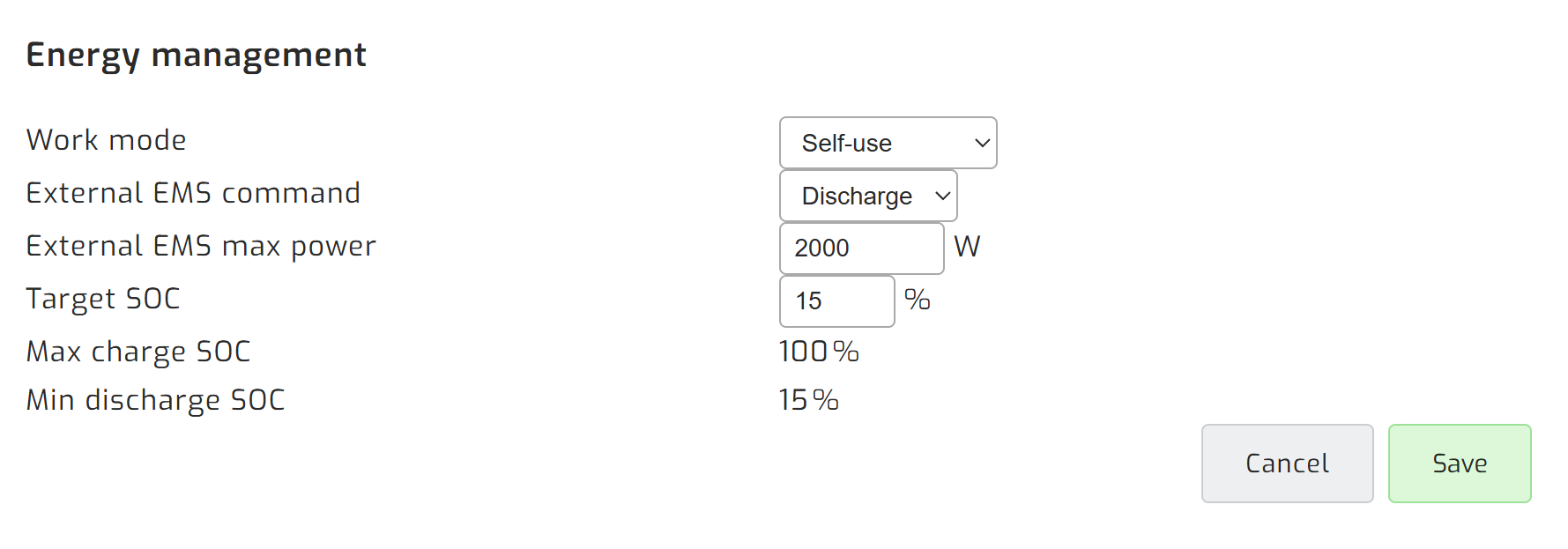 Save inverter setting
