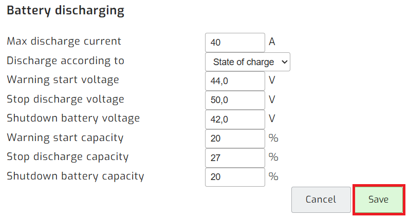 Save inverter setting