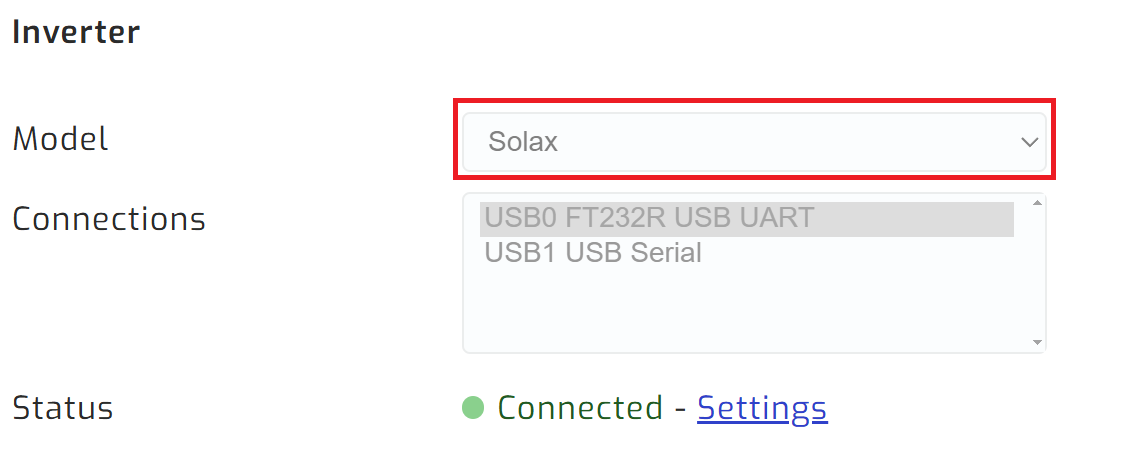 Select Solax inverter