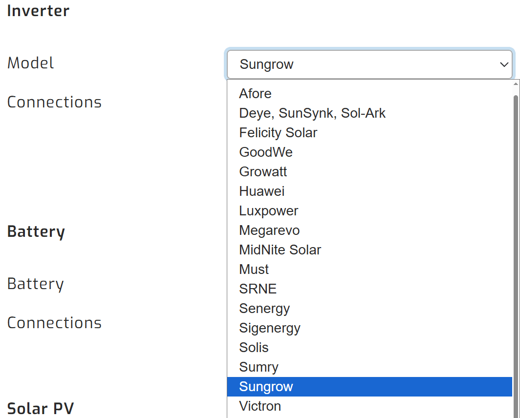 Select sungrow inverter