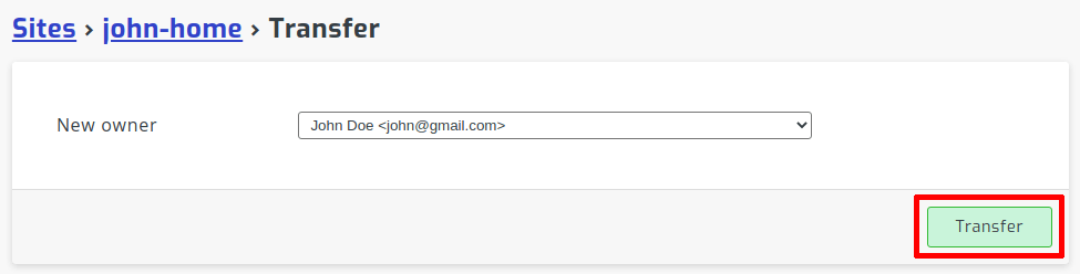 Select new owner of site