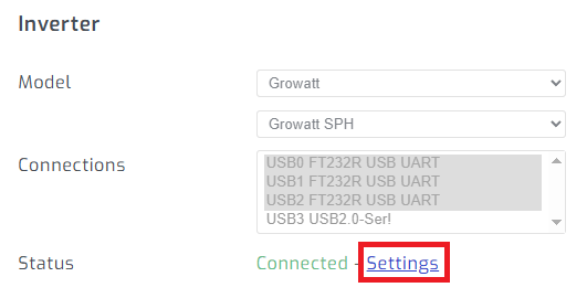 Navigate to inverter settings