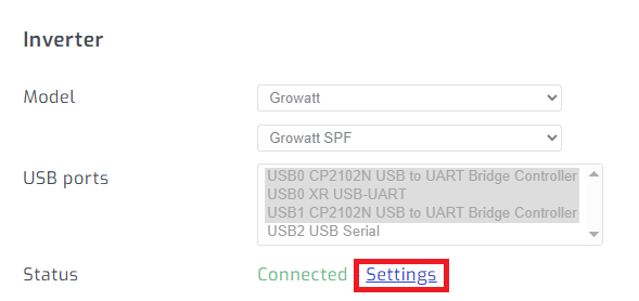 Navigate to inverter settings